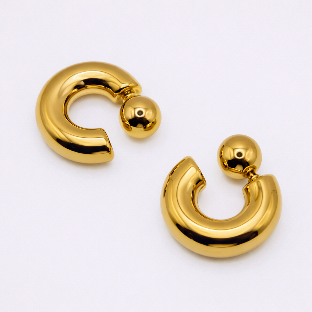 Arc chunky gold open hoop earrings — bold statement jewellery by STXCKD