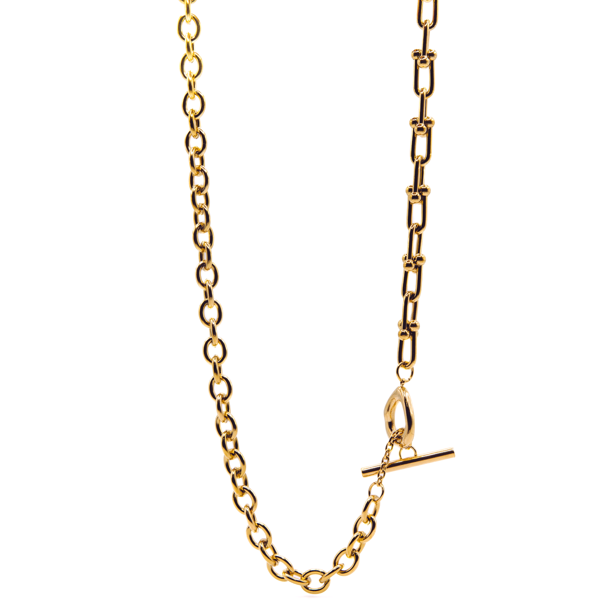 Muse stack gold paperclip chain with toggle clasp — pre-set layered necklace by STXCKD