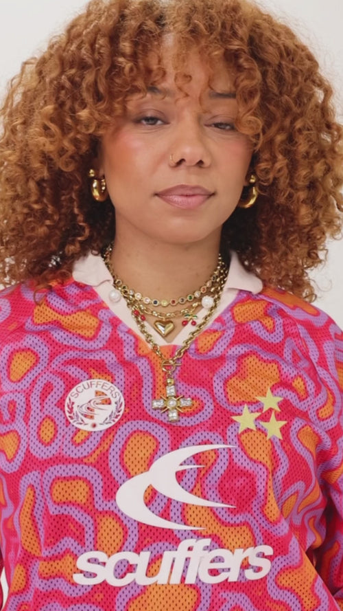 Model wearing Arc chunky gold hoop earrings — bold statement jewellery by STXCKD